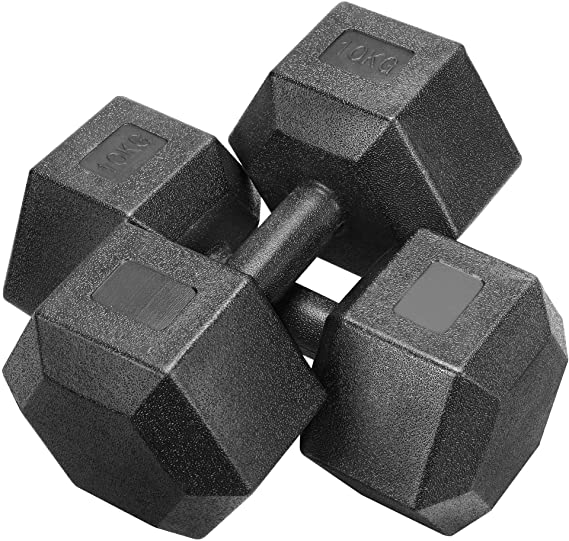 Yaheetech 2x10kg Portable Dumbbells Hand Weights Set Dumbbells for Home Fitness Sporting Training, Sold in Pair Black