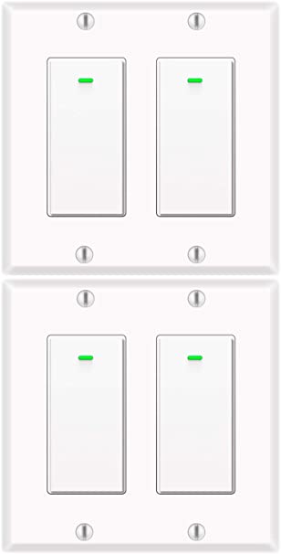 2 Gang Smart Switch Alexa Compatible with Google Home, Double Smart WiFi Light Switches Required Neutral Wire, KULED 4Pack