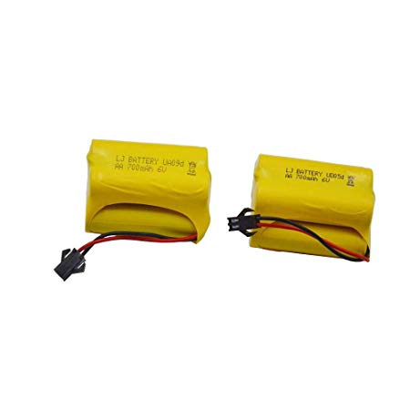 Blomiky Staked Trapezoid 6.0V 700mAh Nicd Rechargeable Battery for Red Green Blexy Rabing SZJJX 4WD Stunt Car and Q60 Q61 1/16 Military RC Truck SL01 Battery 2 Pack