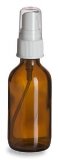 1 oz Amber Boston Round Glass Bottle with Fine Mist sprayer 12bx w White Sprayer