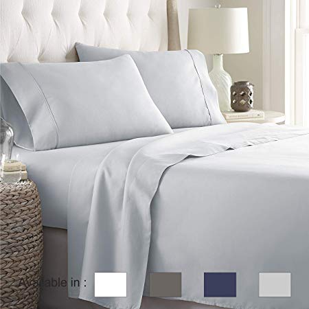 Full-Xl sheets Extra Deep Pockets 15 Inch 500 Thread Count 4 Piece Sheet Set 100% Cotton Sheet Set Light Grey Solid Sheet,long staple cotton Bedsheet And Pillow Cover,Sateen Finish,Soft,Breadthable