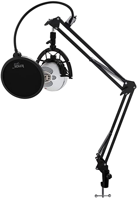 Blue Microphones Snowball iCE Microphone with Knox Gear Boom Arm, Shock Mount and Pop Filter Bundle