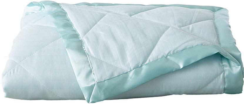 Home Fashion Designs Lightweight Twin Goose Down Alternative Blanket with Satin Trim. Romana Collection, Pale Blue