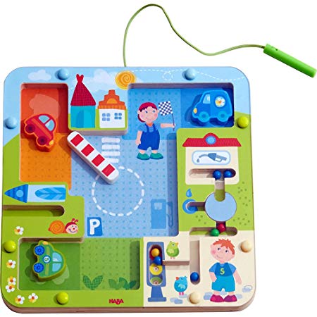 HABA Magnetic Game on The Road Maze - Encourages Fine Motor Skills & Beginning Understanding of Traffic Rules - Ages 2