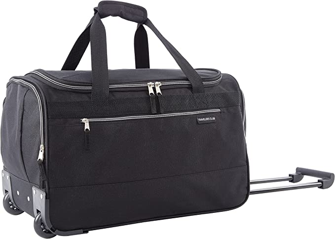 Travelers Club Discoverer Duffel Bag, Black, 20-Inch Rolling