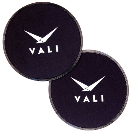 VALI Core Sliders Exercise Gliding Discs - Set of 2, Duel Sided for Sliding on Carpet & Hardwood Floors. Abdominal Strength Workout Trainer, Full Body Fitness for Home, Travel, or Training at Gym