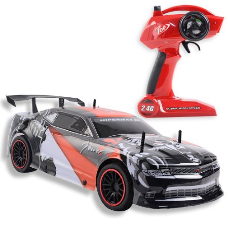 LARGE Super Fast Racing Series Car 1/10 Scale, 2.4G 4CH Radio Remote Control RC Car, Rechargeable NiCd Battery & Charger Included, RTR, Streamline Interior Exterior, High Speed Performance!