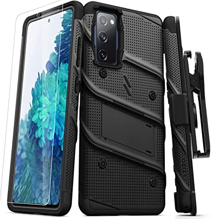 ZIZO Bolt Series for Galaxy S20 FE Case with Screen Protector Kickstand Holster Lanyard - Black