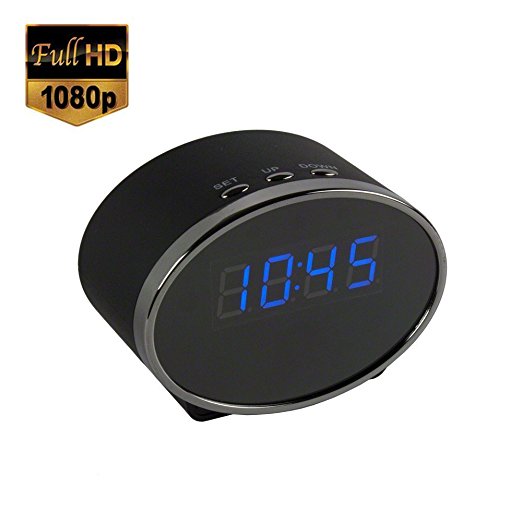 1080P Full HD P2P WiFi Alarm Desk Clock Spy Camera Motion Detection Clock HD Hidden Camera Clock Nanny Cam iPhone and Android Compatible Camcorder DVR Recorder
