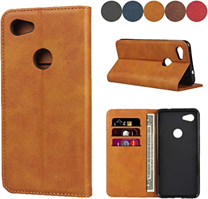 Google Pixel 3a Wallet Case, SailorTech Premium PU Leather Protective Folio Flip Cover with Stand Feature and Built-in Magnet & 3-Slots ID&Credit Cards Pockets for Pixel 3a case（5.6"）-Khaki