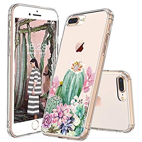 iPhone 8 Plus Case, iPhone 7 Plus Case, MOSNOVO Tropical Cactus Succulents Clear Design Transparent Printed Back Case with TPU Bumper Case Cover for iPhone 7 Plus/iPhone 8 Plus