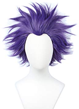 Linfairy Anime Cosplay Wig Short Halloween Costume Hero Wig (purple)