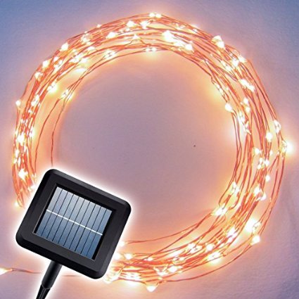 Brightech - The Original Starry Solar String Lights by Brightech - Warm White LED's on a Flexible Copper Wire - 20ft LED Light String Set with Solar Panel