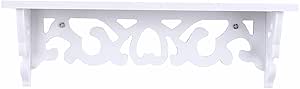 Yosoo White Wooden Chic Filigree Style Decorative Floating Wall Shelf, CutOut Design Shelves (Small)