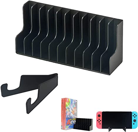 Ciglow Multi-Function Storage Bracket for Switch Game Disk Rack and Controller Organizer Compatible with Nintendo Switch and Accessories