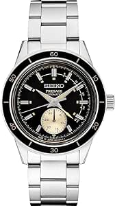 SEIKO Men's Black Dial Silver Stainless Steel Band Presage Automatic Watch