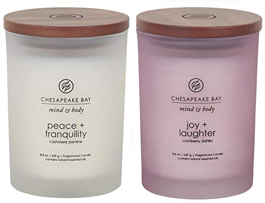 Chesapeake Bay Candle Scented Candles, Peace   Tranquility & Joy   Laughter, Medium (2-Pack)