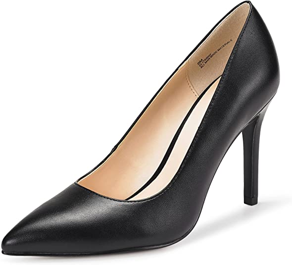 JENN ARDOR Stiletto High Heel Shoes for Women: Pointed, Closed Toe Classic Slip On Dress Pumps