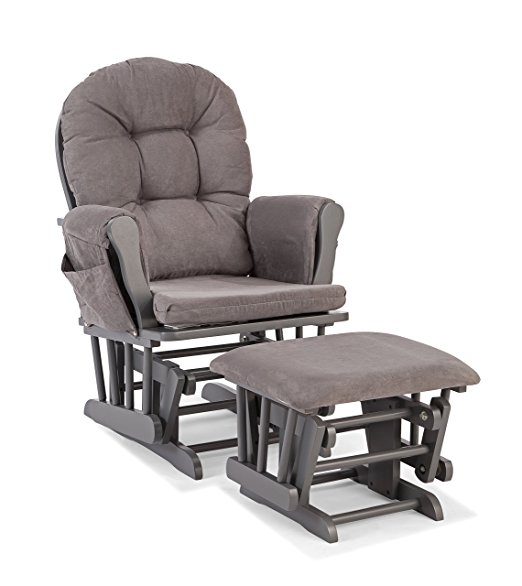 Stork Craft Custom Hoop Glider and Ottoman, Gray