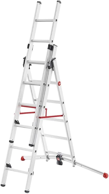 Hailo 9306-507 Profilot 2018 Aluminium Combination Ladder, Silver
