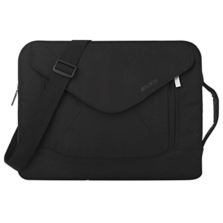 Mosiso Polyester Fabric Envelope Messenger Laptop Sleeve Handle Shoulder Bag Case Cover for 13-13.3 Inch MacBook Pro, MacBook Air, Notebook, Black