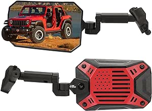 JOYTUTUS Red Mirrors Doors Off Compatible with Wrangler JL Gladiator JT 2018-2023, Wrangler JL Side Mirrors with Ball Adapter Wider View No Vibrate & Wobble (Not Fit 2024 Wrangler JL), Patent Pending