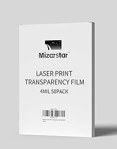 Transparency Film for Laser Jet Printer and Copier, Overhead Projectors Film, Letter Size, 8.5 x 11 in, 50/Pack