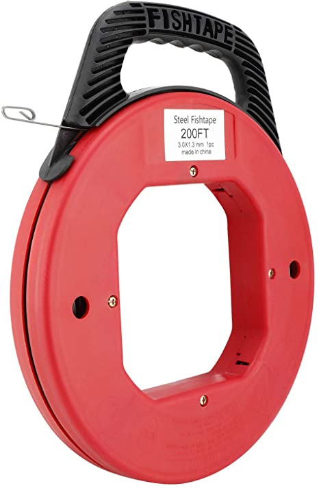 200 Foot Reach, Spring-Steel Fish Tape Reel, with High Impact Case, for Electric or Communication Wire Puller ATE Tools