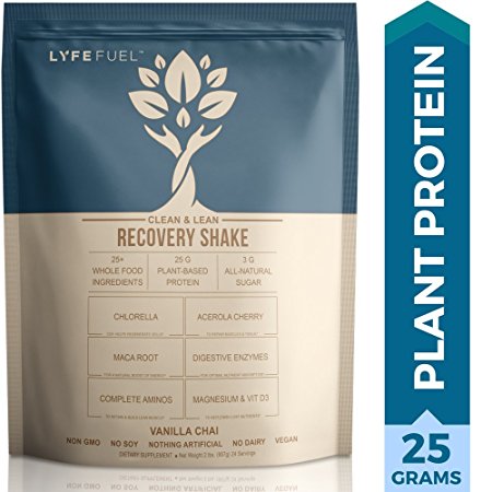 Post Workout Recovery Drink- Clean Plant Based Protein Powder   Superfoods - Replenish Nutrients, Build Lean Muscle, and Increase Performance Naturally - (Vanilla Chai, 2-lb. Bag, Vegan) | LYFE FUEL