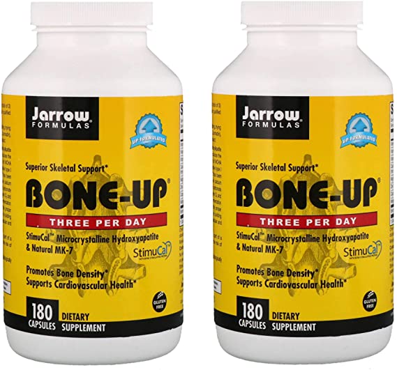 Jarrow Formulas Bone-Up Three Per Day Microcrystalline Hydroxyapatite & Natural MK-7 as a Dietary Supplement (180 Capsules) Pack of 2