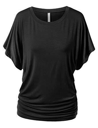 URBANCLEO Womens Short Sleeve Dolman Drape Top Shirts (Plus