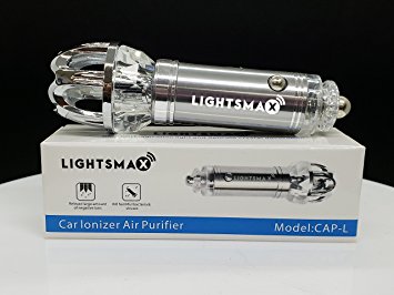 Car Air Purifier, Lightsmax Car Air Freshener and Ionic Air Purifier | Remove Dust, Pollen, Smoke and Bad Odors - Available for Your Auto or RV (Large, Gray)