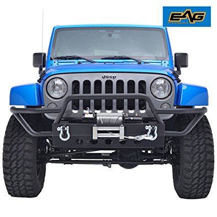 EAG Jeep JK Rock Crawler Front Bumper With D-Ring & Winch Mount Plate