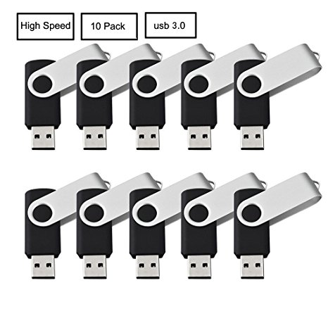 USB Home USB FLASH DRIVE, (Bulk 10 Pack) 8GB High Speed USB 3.0 Pen Drive Memory Stick, Black