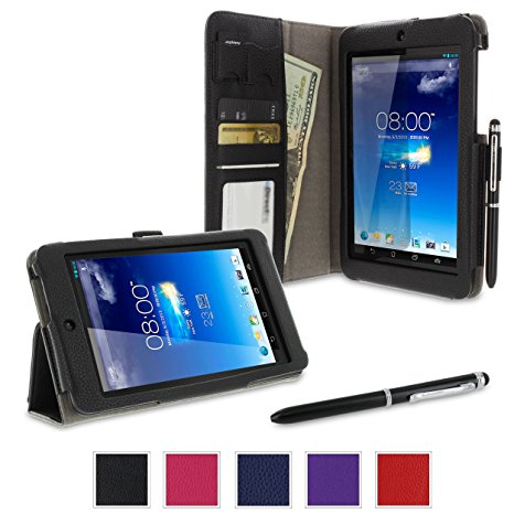 rooCASE Asus MeMO Pad HD 7 Case - ME173X Dual View Stand Folio Cover - BLACK (With Auto Wake / Sleep Cover)