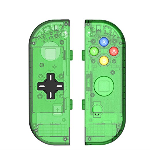 BASSTOP Translucent NS Joycon Handheld Controller Housing With D-Pad Button DIY Replacement Shell Case for Nintendo Switch Joy-Con (L/R) Without Electronics (Joycon D-Pad-Jungle Green)