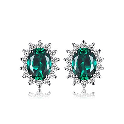 Jewelrypalace Princess Diana Created Alexandrite Sapphire Created Ruby Nano Russian Simulated Emerald Stud Earrings 925 Sterling Silver
