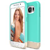 Galaxy S6 Case Maxboost Vibrance Series Samsung Galaxy S6 Case Lifetime Warranty Protective SOFT-Interior Scratch Protection Metallic Finished Base with Vibrant Trendy Color Slider Style Hard Cases for Samsung Galaxy S6 - Turquoise  Champagne Gold