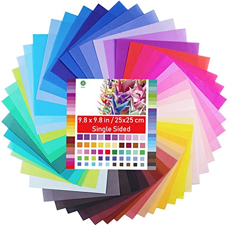 Origami Paper Large, Opret 100 Sheets 9.8x9.8 inch 25x25 cm Origami Paper 50 Vivid Colors Single Sided for Arts and Crafts Projects