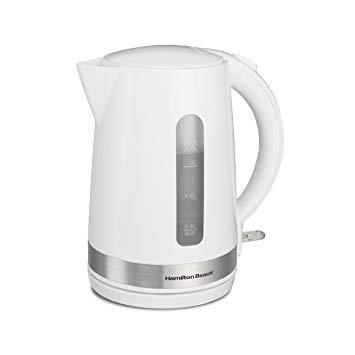 Hamilton Beach 41009 Electric Tea Kettle with Water Window & Boil Dry Auto Shutoff, 1.7 Liter, White