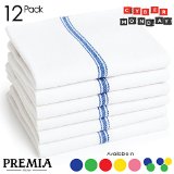 Dish Towels 12 Units 8226 Commercial Kitchen Towels 8226 Absorbent Cotton Kitchen Dish Towels 8226 Restaurant Quality 24 oz 8226 Classic Tea Towels White with Blue Stripes 8226 Economy Pack 8226 Herringbone Hemmed
