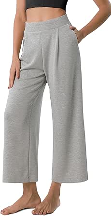 ODODOS Modal Soft Wide Leg Cropped Pants for Women High Waist Casual Relaxed Pants with Pockets-25 Inseam