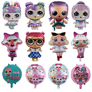LOL Party's Balloons, 12 Pack Girls Birthday Doll Balloons Decorations For Children's Party Supplies
