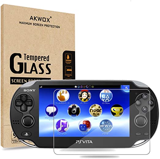 (Pack of 2) Screen Protector for PS Vita 1000, Akwox Premium HD Clear 9H Tempered Glass Screen Protective Film for Sony Playstation Vita PSV 1000-Max Clarity and Touch Accuracy Film