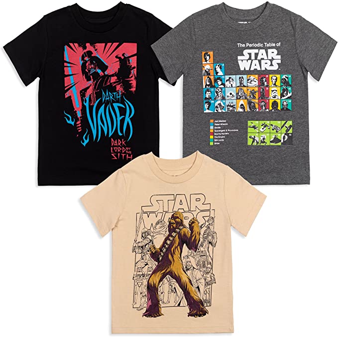 STAR WARS Boys 3 Pack Short Sleeve Graphic T-Shirt