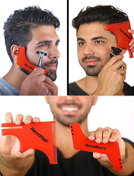 RevoBeard & RevoHair - Beard and Hair Shaping Template/Stencil For Men & Barbers - One Size Fits All - Grooming Kit/Set - Gift for Men - Do-it-Yourself Haircut Tools
