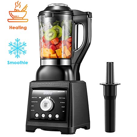 AICOOK Blender for Cooking and Smoothies, Professional Blender Including 60 oz Quality Glass Jar with Heating Element, Hot Soup Maker, 1400W High Speed Blender