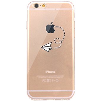 iPhone 6 Case, JAHOLAN Amusing Whimsical Design Clear Bumper TPU Soft Case Rubber Silicone Skin Cover for iPhone 6 6S - Paper Airplane