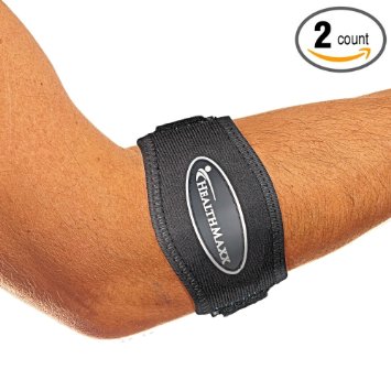 Tennis Elbow Forearm Band For Carpal Tunnel Syndrome , Repetitive Stress Injuries Medical Grade Therapy Support Ulnar Nerve Brace - Bonus Wrist Sweatband & E-Book Included (2-Count)