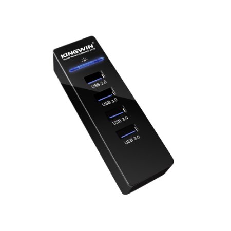Kingwin 4 Port Portable USB 3.0 SuperSpeed Hub Compatible with USB 2.0. Windows, Mac OS X and Linux Support (KW-HUB-4U3)